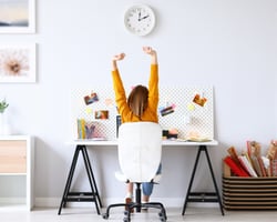 Healthy employee taking a break to do some stretches