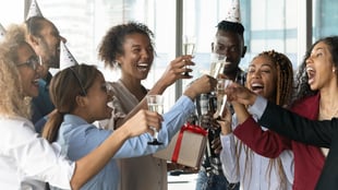 Happy employees celebrating at an employee appreciation party