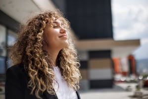 Happy employee enjoying break time